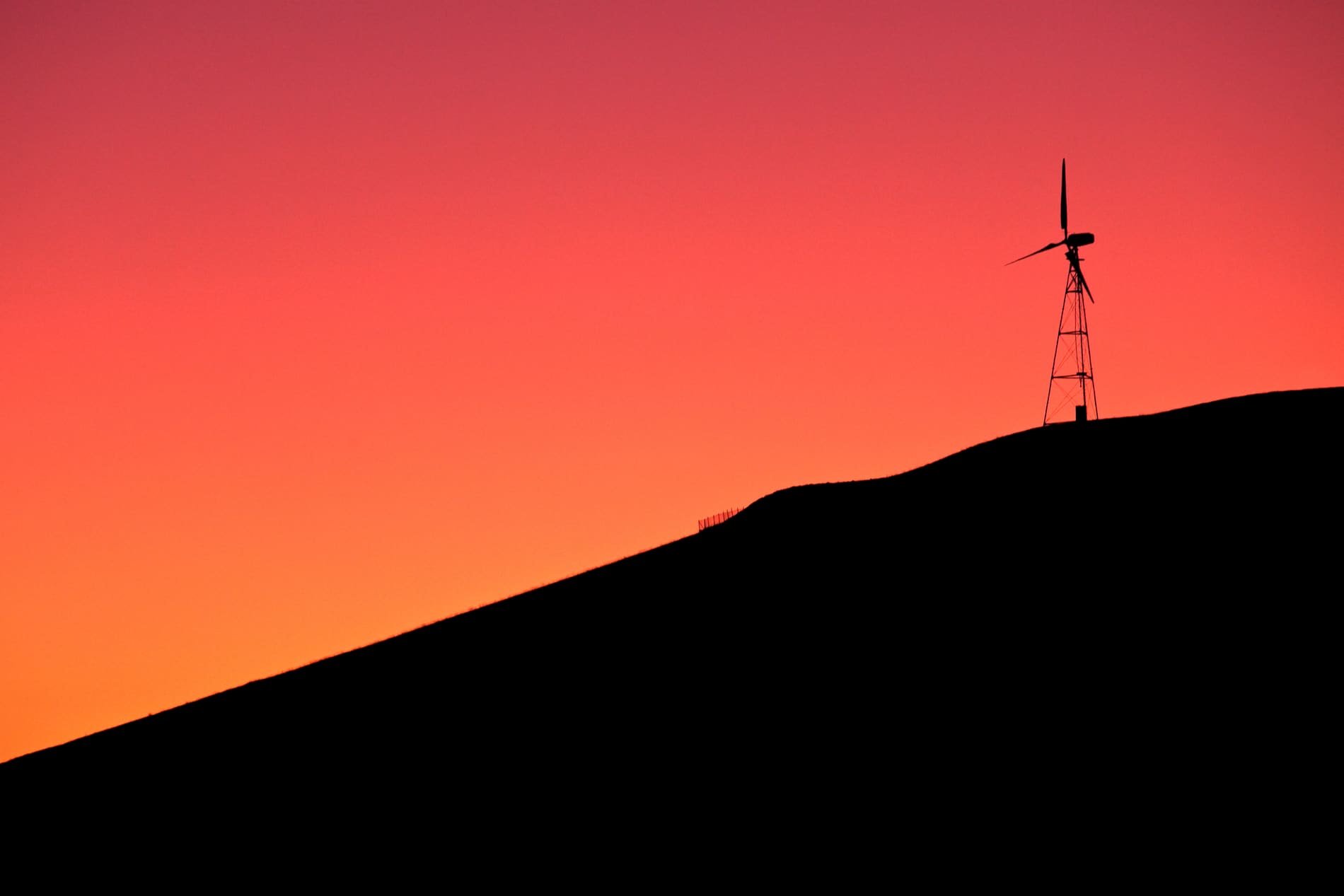 Altamont Pass wind turbines at sunrise above Livermore